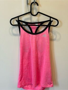 adidas Pink Racerback Workout Tank with Black Trim
